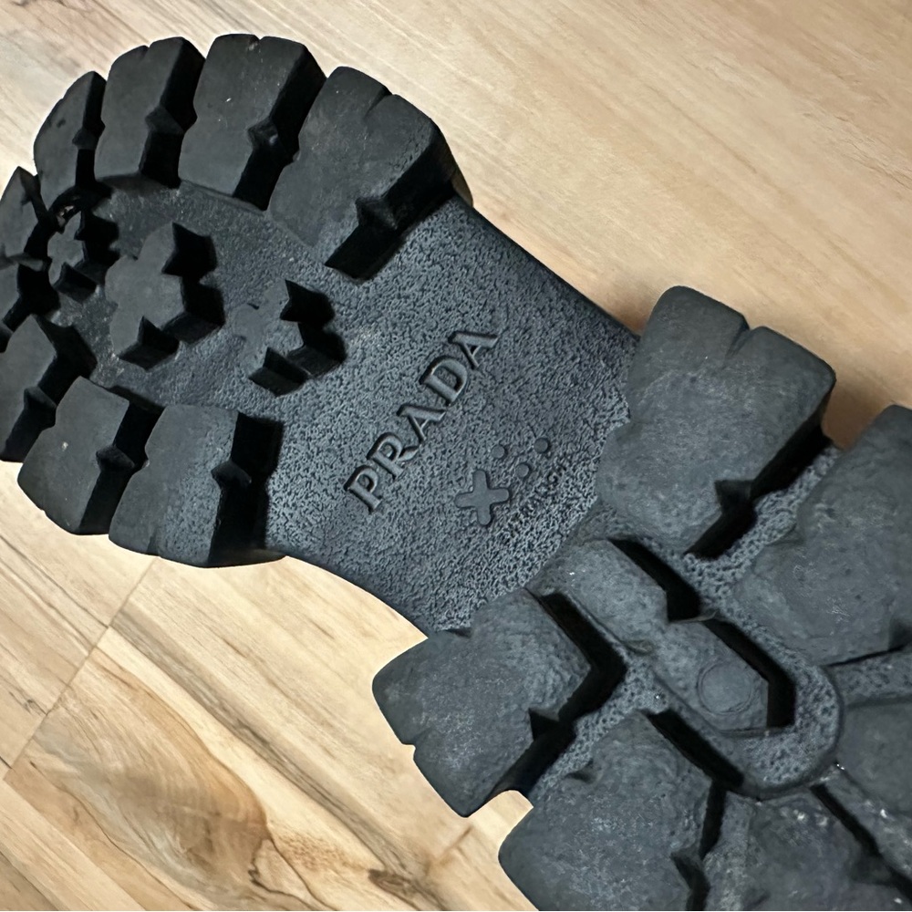 Prada Monolith Leather and Re-Nylon Combat Boots. - Picture 8 of 9